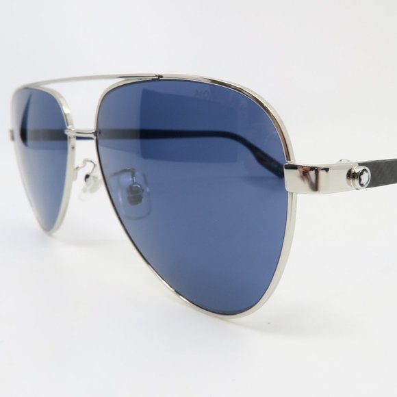 Mont Blanc MB 01825 004 59mm Silver/Blue Carbon Fiber New Men's Sunglasses - Picture 4 of 9